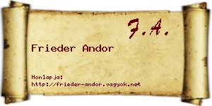 Frieder Andor névjegykártya